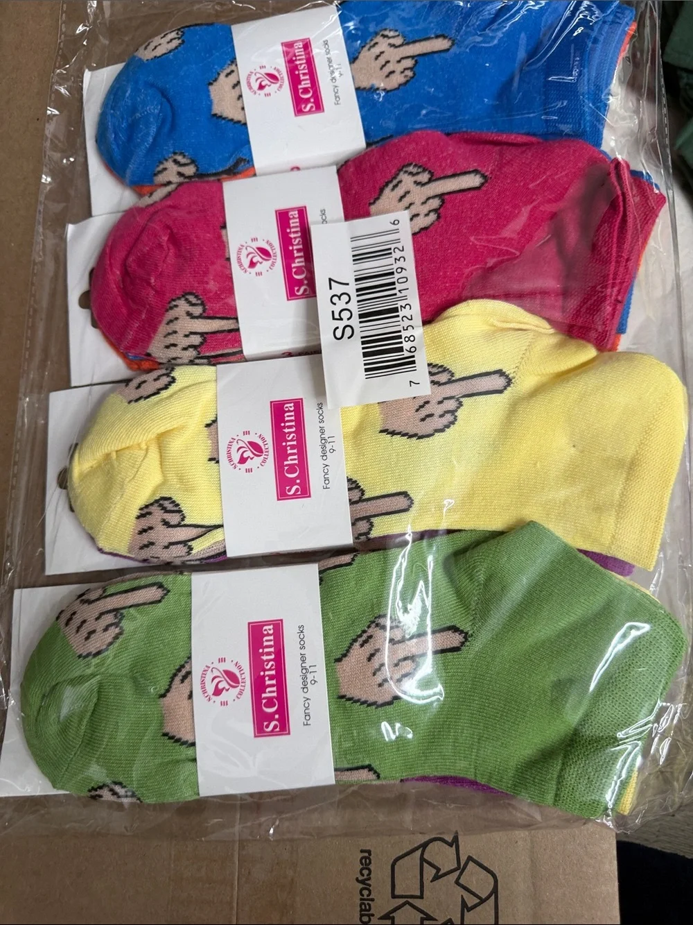 Christina Kids No-Show Socks - Blue, Pink, Yellow, Green (4 Pack)